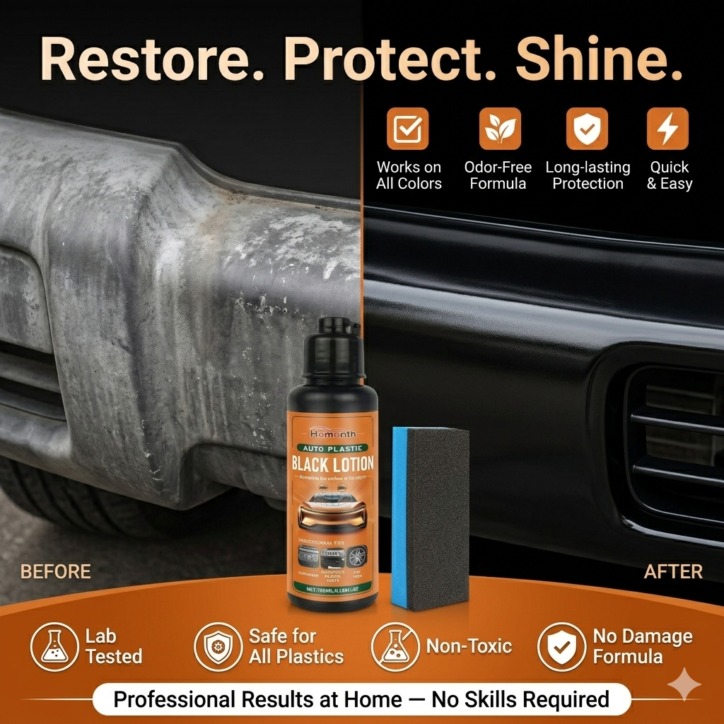 🛡️ Homonth Car Plastic Restore Liquid 100ml | ✨Anti-Oxidation & UV Protection Auto Plastic Parts Black Shine Renovation Kit🛒-&F