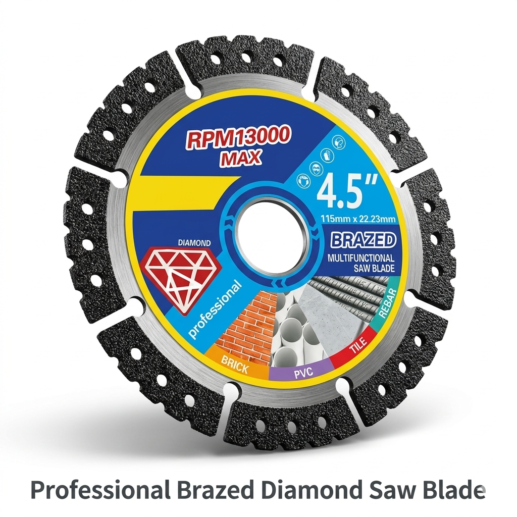 🛠️ Professional 4-in-1 Diamond Saw Blade — Dry Cut Brazed Cutting Disc for Brick, Tile, PVC & Rebar | Universal Grinder Fit-&F