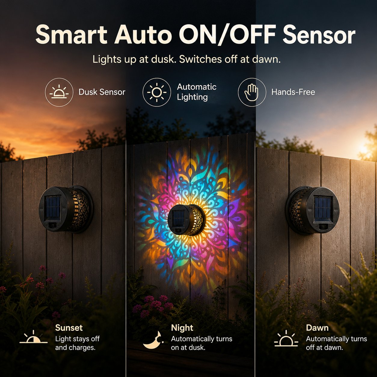 🔥Solar Mandala Projector🌈 Waterproof Outdoor Garden & Patio Light，Magical Patio Night Ambience-EQ