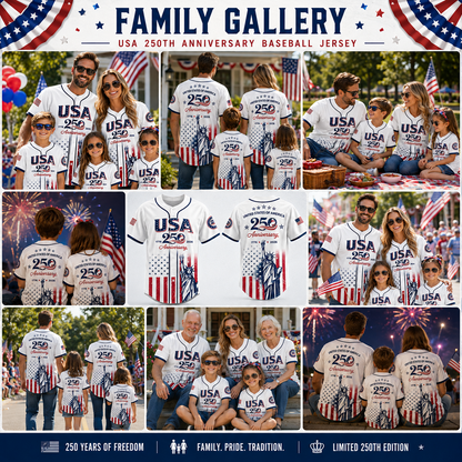 250th Anniversary Baseball Jersey Shirt, 1776-2026 Patriotic USA Jersey-EV