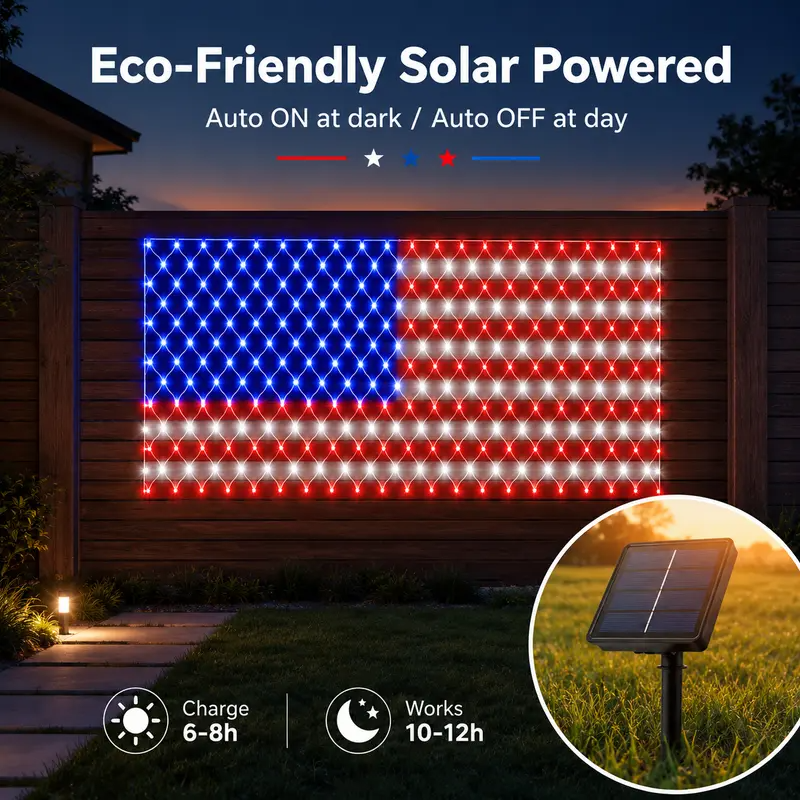 🎉Solar American Flag Lights 🔥250th Anniversary USA Commemorative Flag Lights-EQ