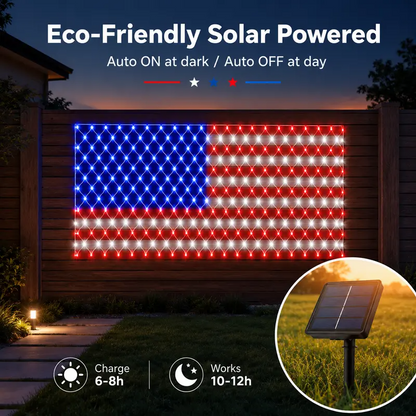 🎉Solar American Flag Lights 🔥250th Anniversary USA Commemorative Flag Lights-EQ