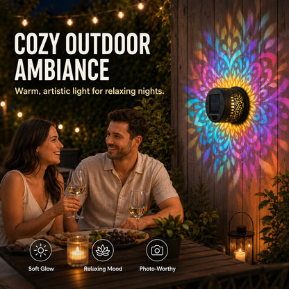 🔥Solar Mandala Projector🌈 Waterproof Outdoor Garden & Patio Light，Magical Patio Night Ambience-EQ