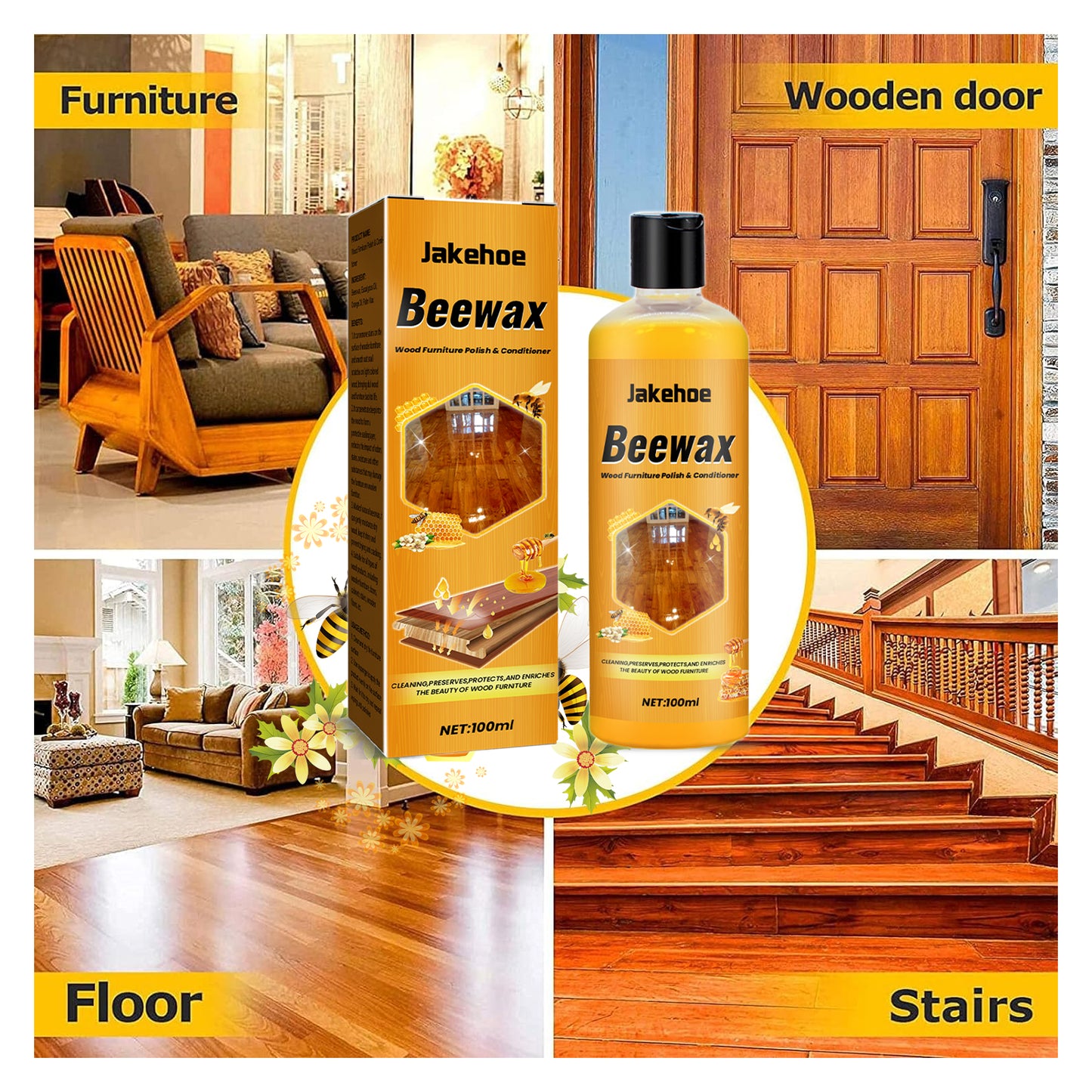 🔥🔥Hot Sale 49% OFF!!🐝Beeswax Wood Polish and Maintenance Liquid |💫Restore Shine & Protect Wooden Furniture-FO