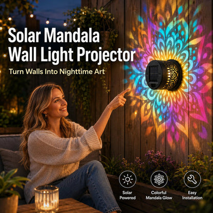 🔥Solar Mandala Projector🌈 Waterproof Outdoor Garden & Patio Light，Magical Patio Night Ambience-EQ