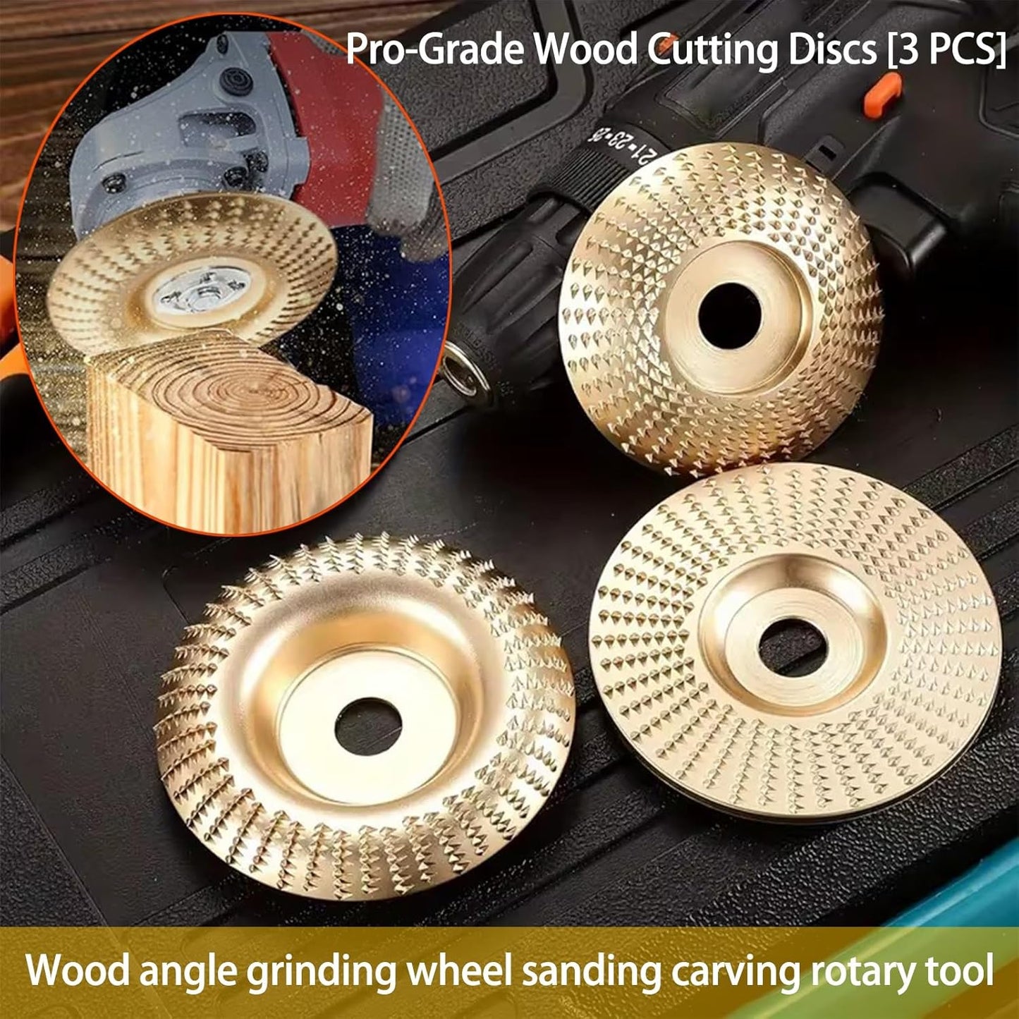 🪵 Heavy-Duty Wood Carving Disc | 3-Style Shaping Wheel | Fits 4" Angle Grinder | Alloy Steel DIY Woodworking Tool ⚙️✨-&F