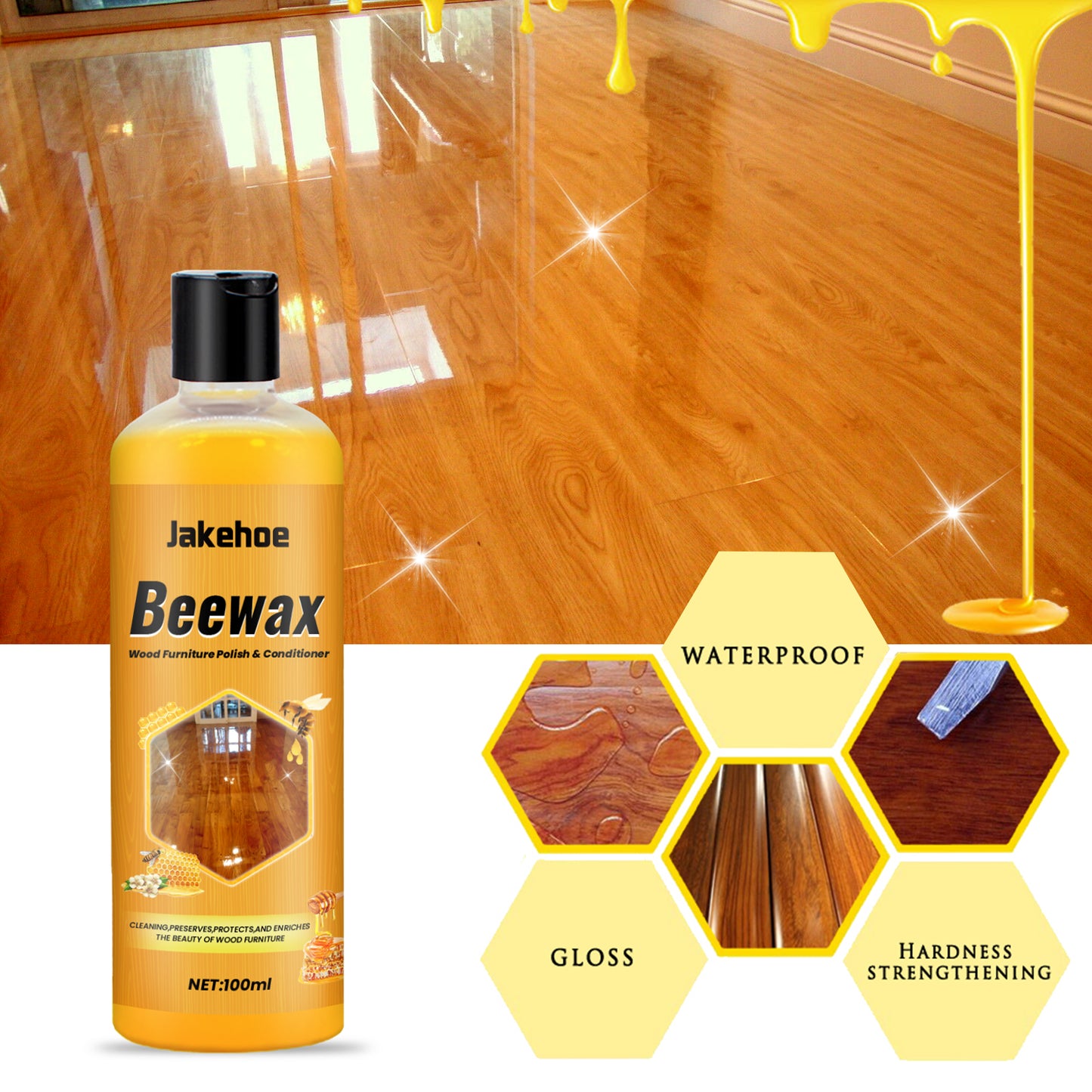🔥🔥Hot Sale 49% OFF!!🐝Beeswax Wood Polish and Maintenance Liquid |💫Restore Shine & Protect Wooden Furniture-FO