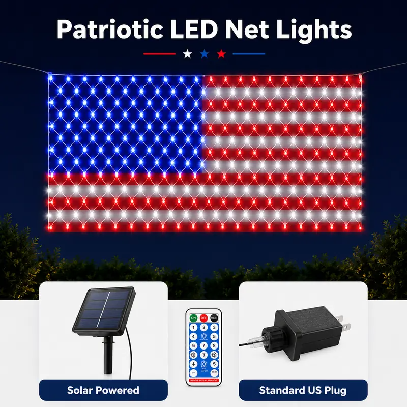 🎉Solar American Flag Lights 🔥250th Anniversary USA Commemorative Flag Lights-EQ