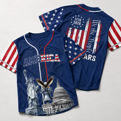 250th Anniversary Baseball Jersey Shirt, 1776-2026 Patriotic USA Jersey-EV