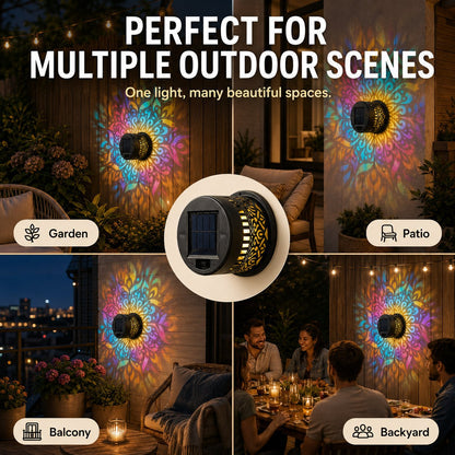 🔥Solar Mandala Projector🌈 Waterproof Outdoor Garden & Patio Light，Magical Patio Night Ambience-EQ