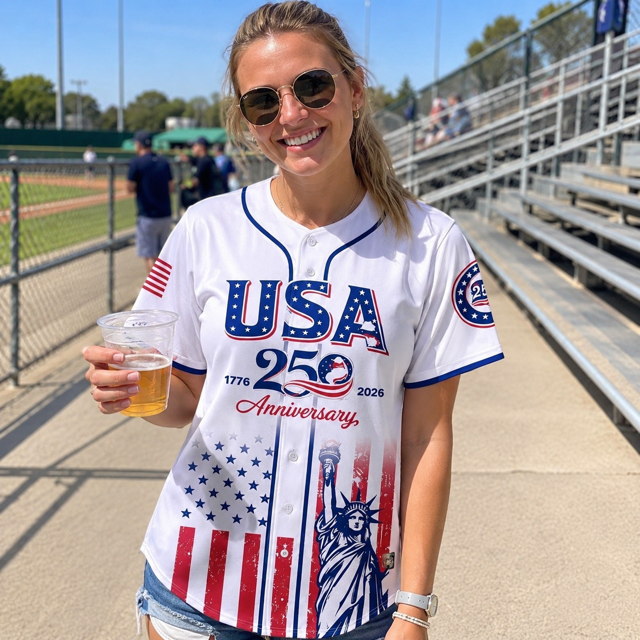 250th Anniversary Baseball Jersey Shirt, 1776-2026 Patriotic USA Jersey-EV