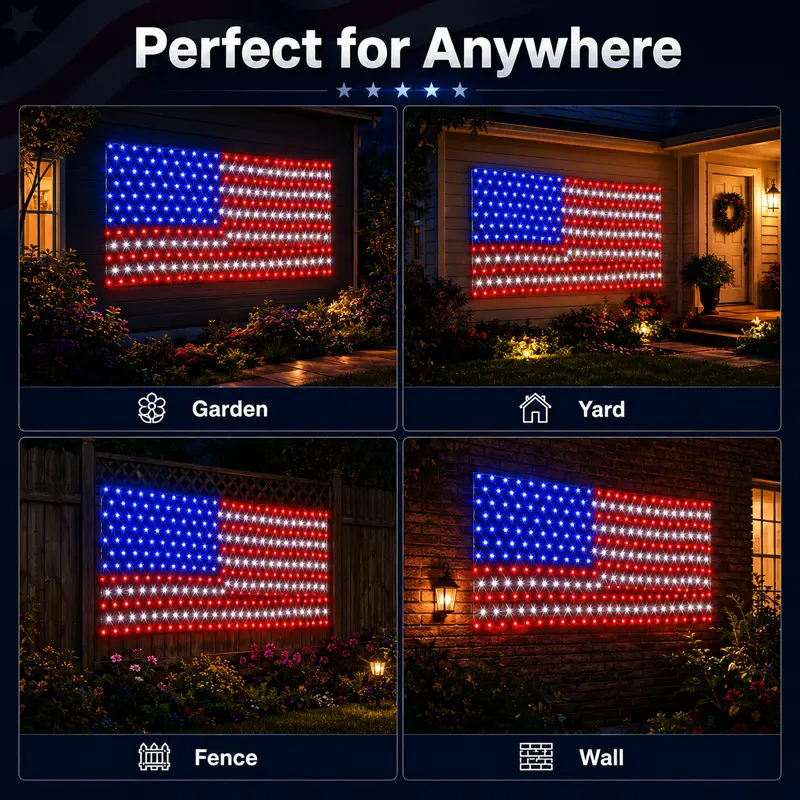 🎉Solar American Flag Lights 🔥250th Anniversary USA Commemorative Flag Lights-EQ