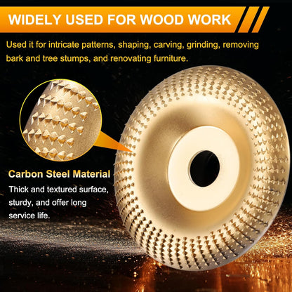 🪵 Heavy-Duty Wood Carving Disc | 3-Style Shaping Wheel | Fits 4" Angle Grinder | Alloy Steel DIY Woodworking Tool ⚙️✨-&F