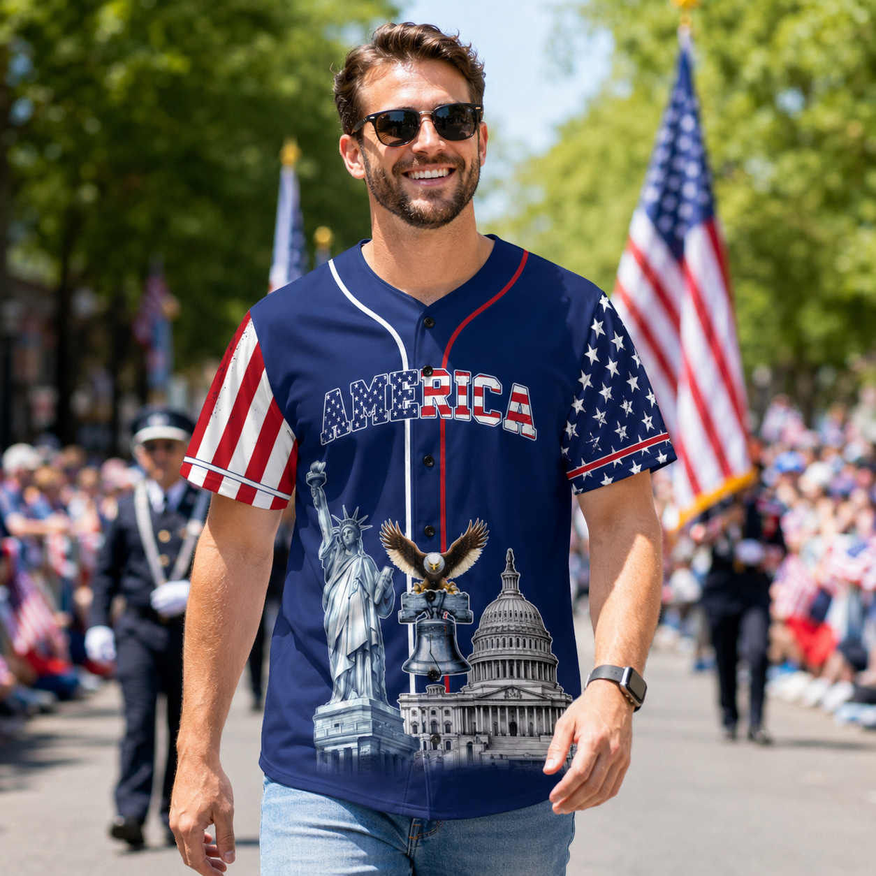 250th Anniversary Baseball Jersey Shirt, 1776-2026 Patriotic USA Jersey-EV