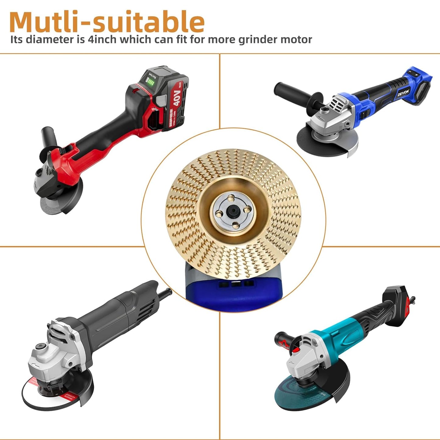 🪵 Heavy-Duty Wood Carving Disc | 3-Style Shaping Wheel | Fits 4" Angle Grinder | Alloy Steel DIY Woodworking Tool ⚙️✨-&F