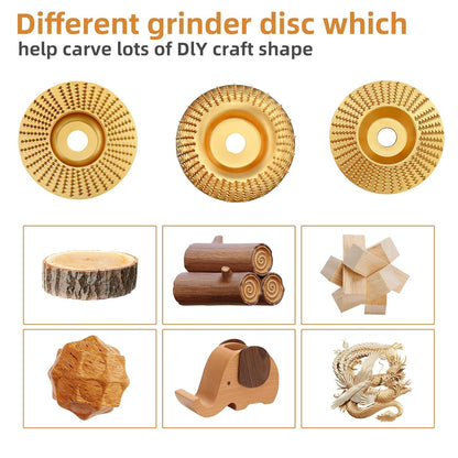 🪵 Heavy-Duty Wood Carving Disc | 3-Style Shaping Wheel | Fits 4" Angle Grinder | Alloy Steel DIY Woodworking Tool ⚙️✨-&F