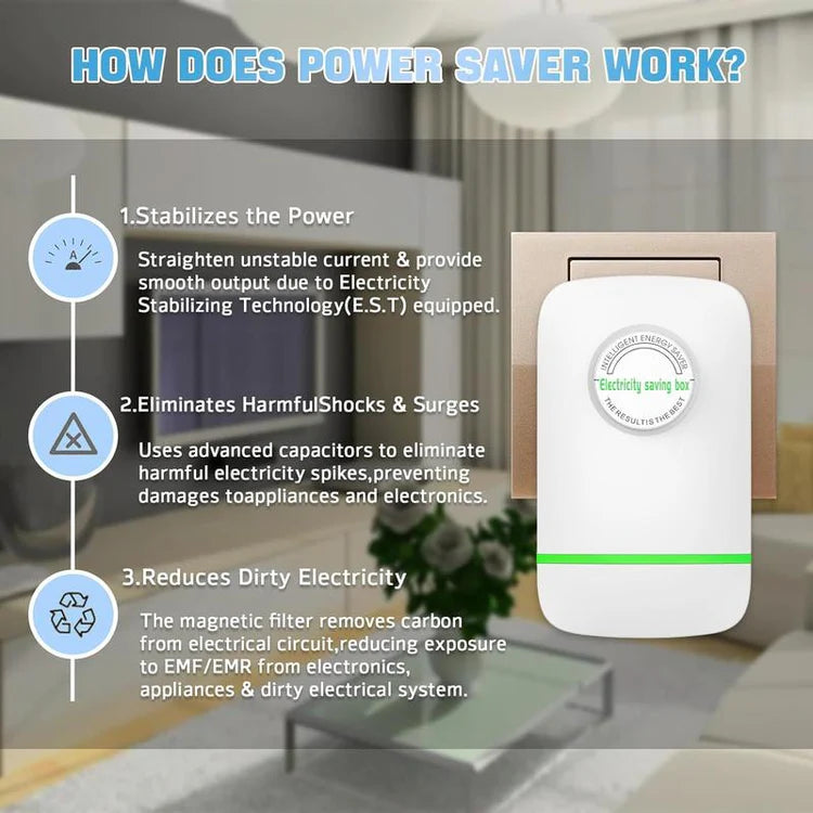 ⏰LAST DAY 49% OFF🔥Energy Saver Plug-In Power Box with US Plug 2026 Updated Design, Compatible with 90–250V Input Range-EV