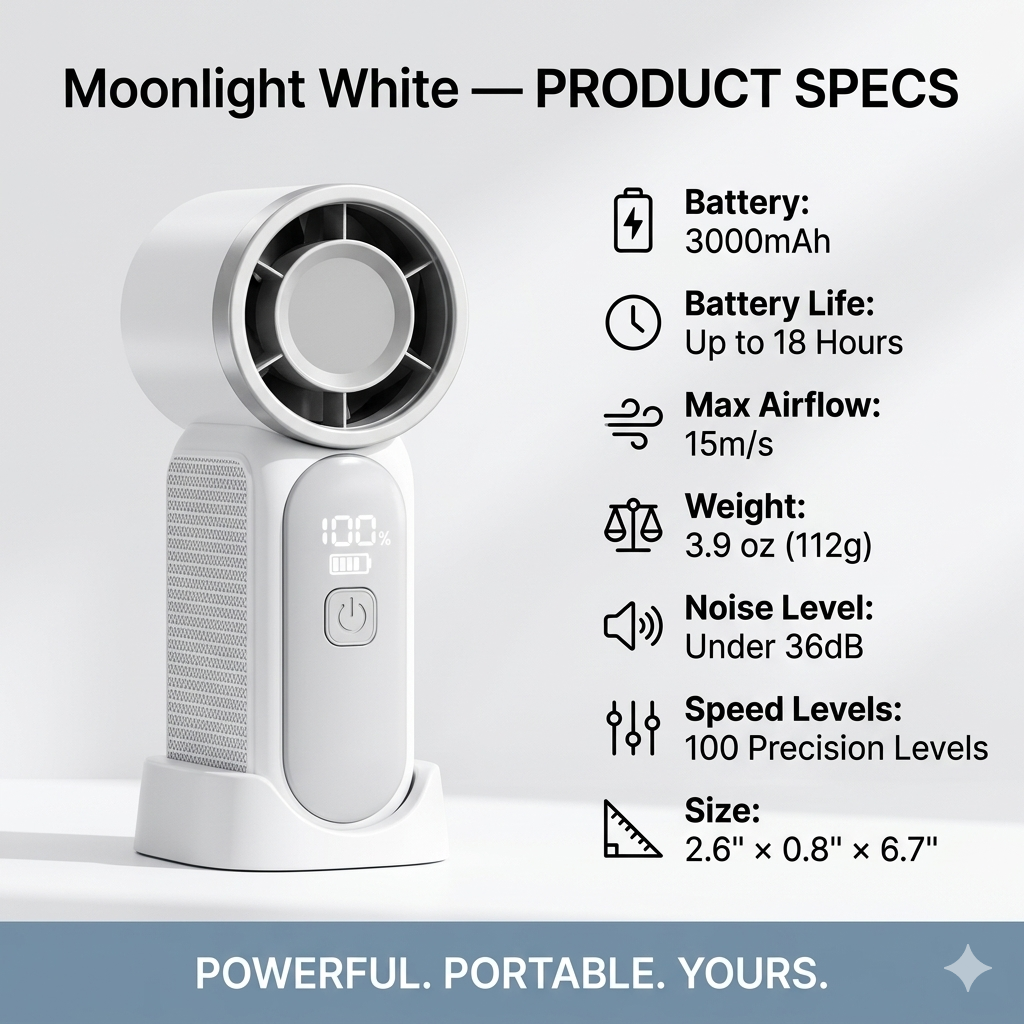 ❄️ Mini Handheld Fan | Pocket-Sized Turbo Airflow | Up to 18H Long Battery Life | LED Display | Ultra-Quiet Portable Personal Fan 🌀-&F