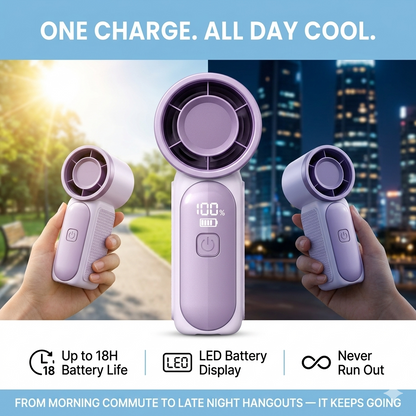 ❄️ Mini Handheld Fan | Pocket-Sized Turbo Airflow | Up to 18H Long Battery Life | LED Display | Ultra-Quiet Portable Personal Fan 🌀-&F