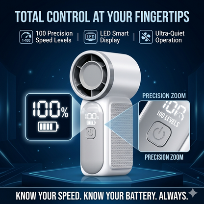 ❄️ Mini Handheld Fan | Pocket-Sized Turbo Airflow | Up to 18H Long Battery Life | LED Display | Ultra-Quiet Portable Personal Fan 🌀-&F