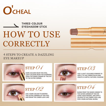 🔥3-in-1 Shimmer Eyeshadow Stick✨, One Stroke Waterproof Long Lasting Eye Makeup Stick For Beginners🎁-LP