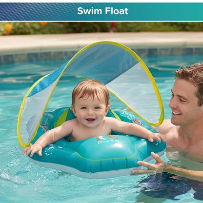 Baby Swim Float with Sun Canopy – Safe Summer Pool Float for Infants & Toddlers-EV