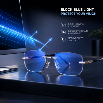 🔥Advanced Frameless Anti-Blue Light Glasses👓 | Auto-Focus Tech, Radiation Shield & UV Protection to Relieve Eye Strain-EQ