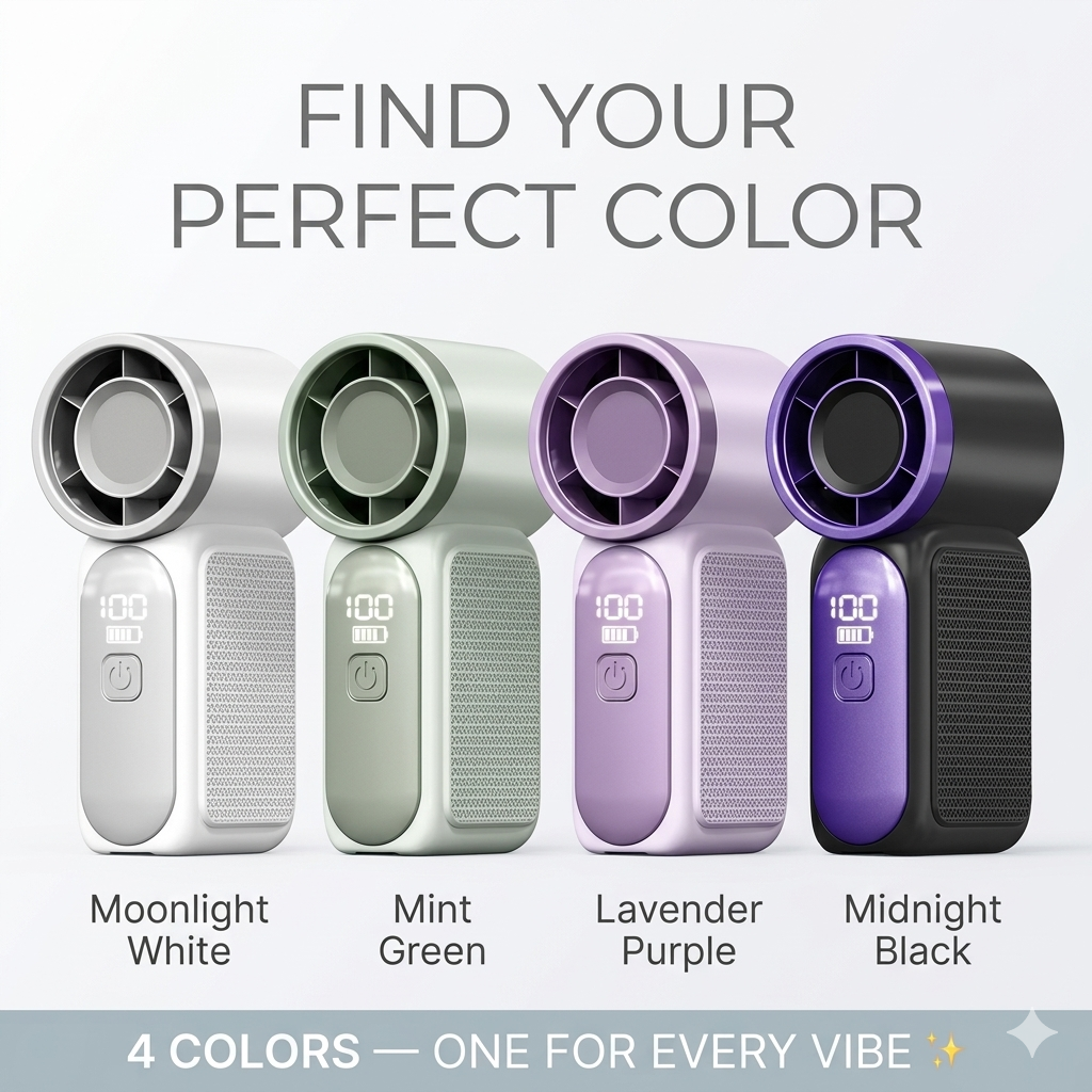 ❄️ Mini Handheld Fan | Pocket-Sized Turbo Airflow | Up to 18H Long Battery Life | LED Display | Ultra-Quiet Portable Personal Fan 🌀-&F