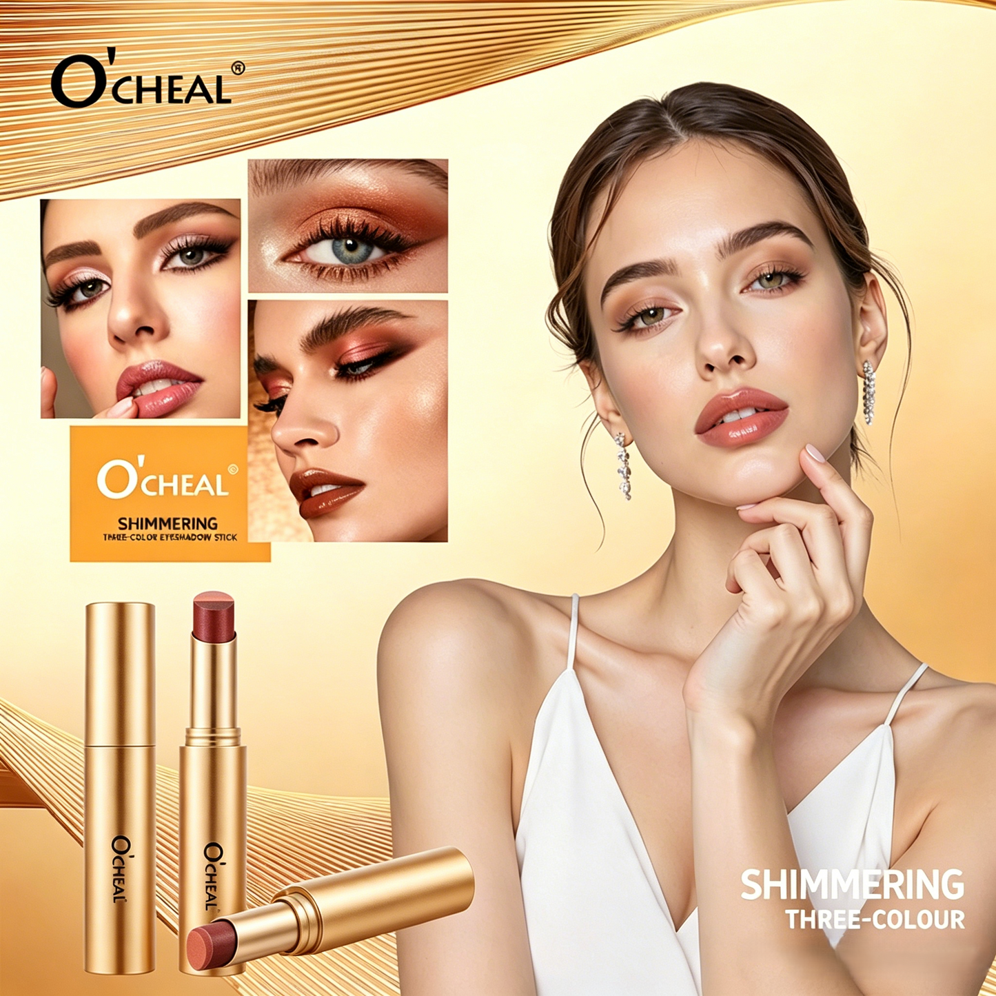 🔥3-in-1 Shimmer Eyeshadow Stick✨, One Stroke Waterproof Long Lasting Eye Makeup Stick For Beginners🎁-LP
