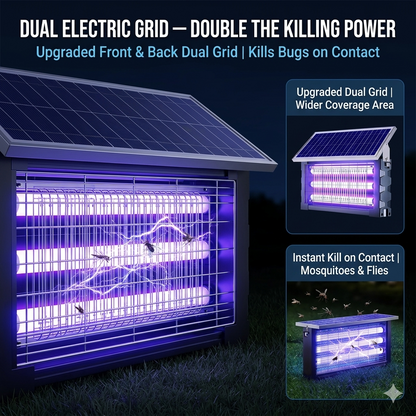 ⚡ Solar Powered Bug Zapper Outdoor | Auto Dusk-to-Dawn | Dual High Voltage Grid | IPX6 Waterproof | 99.9% Mosquito Killing Rate ☀️🛡️-&F