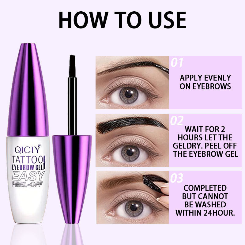 💜 5-Day Peel-Off Tattoo Eyebrow Gel | Semi-Permanent Brow Tint | Waterproof Long-Lasting | 4 Shades | Easy DIY Brow Makeup ✨-&F