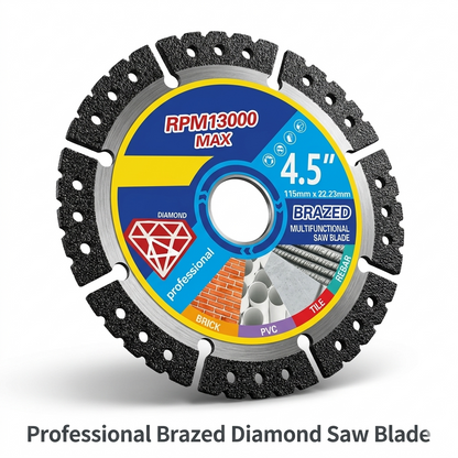 🛠️ Professional 4-in-1 Diamond Saw Blade — Dry Cut Brazed Cutting Disc for Brick, Tile, PVC & Rebar | Universal Grinder Fit-&F