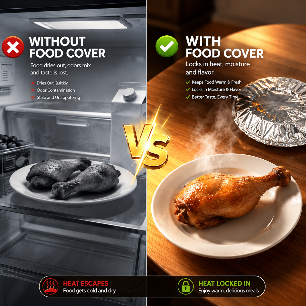 ✨ The 2026 Hot Sale🌸Food-Grade Universal Stretch-Fit Aluminum Food Cover|Reusable Thermal-EV