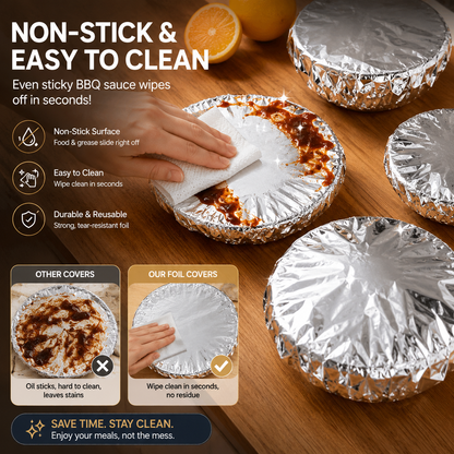 ✨ The 2026 Hot Sale🌸Food-Grade Universal Stretch-Fit Aluminum Food Cover|Reusable Thermal-EV