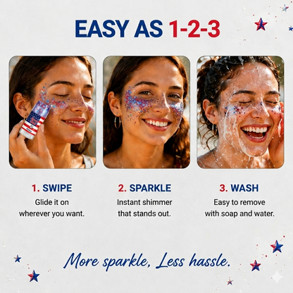 🏆 Halilua™ 4th of July Face & Body Glitter Stick – 🎉Sparkle Instantly for Parties, Fireworks, BBQs & Holiday Celebrations-LP