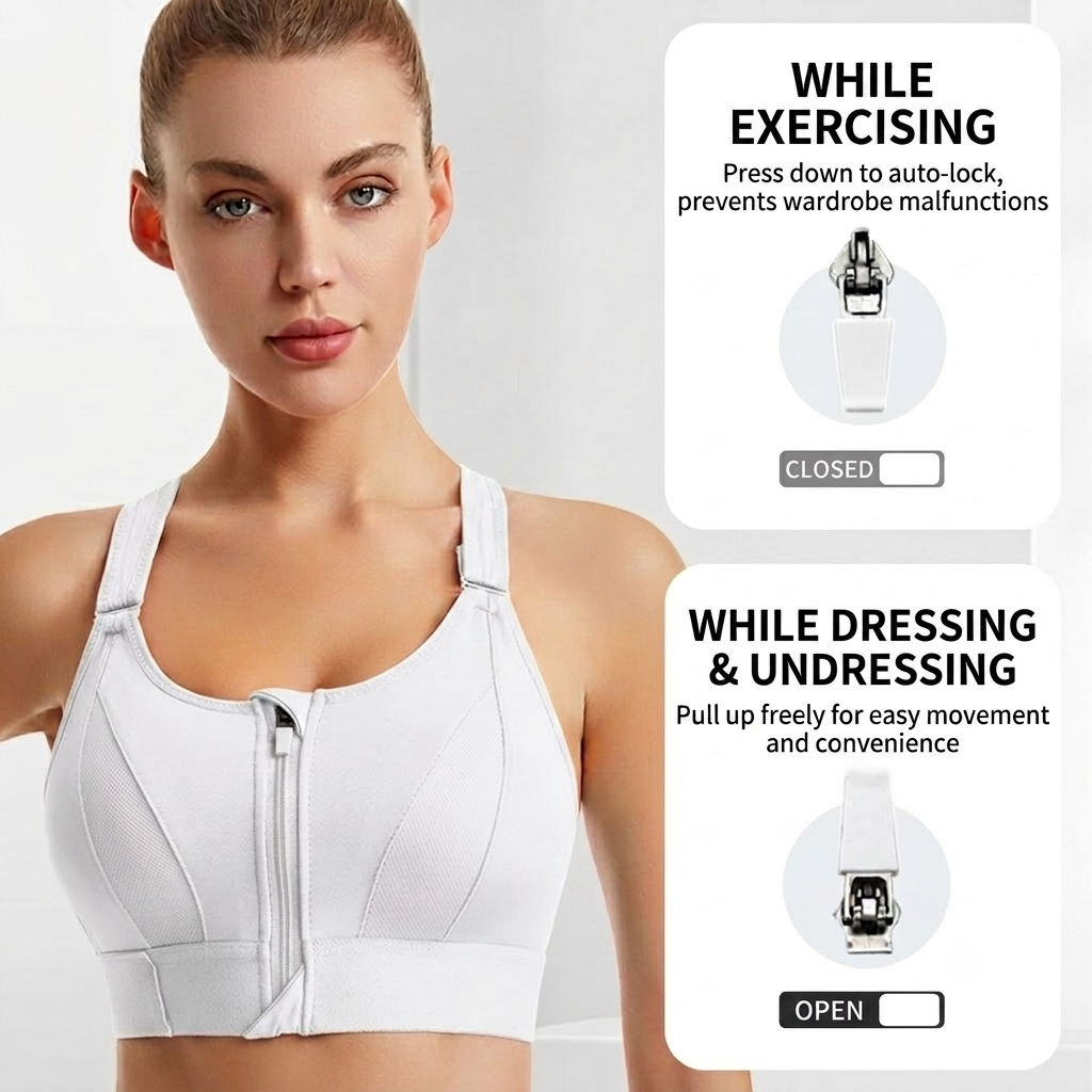 🔥Ultimate High-Impact Front-Zip Sports Bra – Maximum Support, Zero Stress-LP