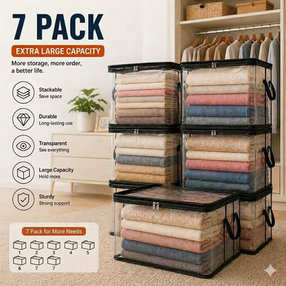🔥Hot Sale 50% 0FF🔥Clear Flip-Top Storage Box | Space Saving Organizer for Books, Clothes & Home Essentials-EV