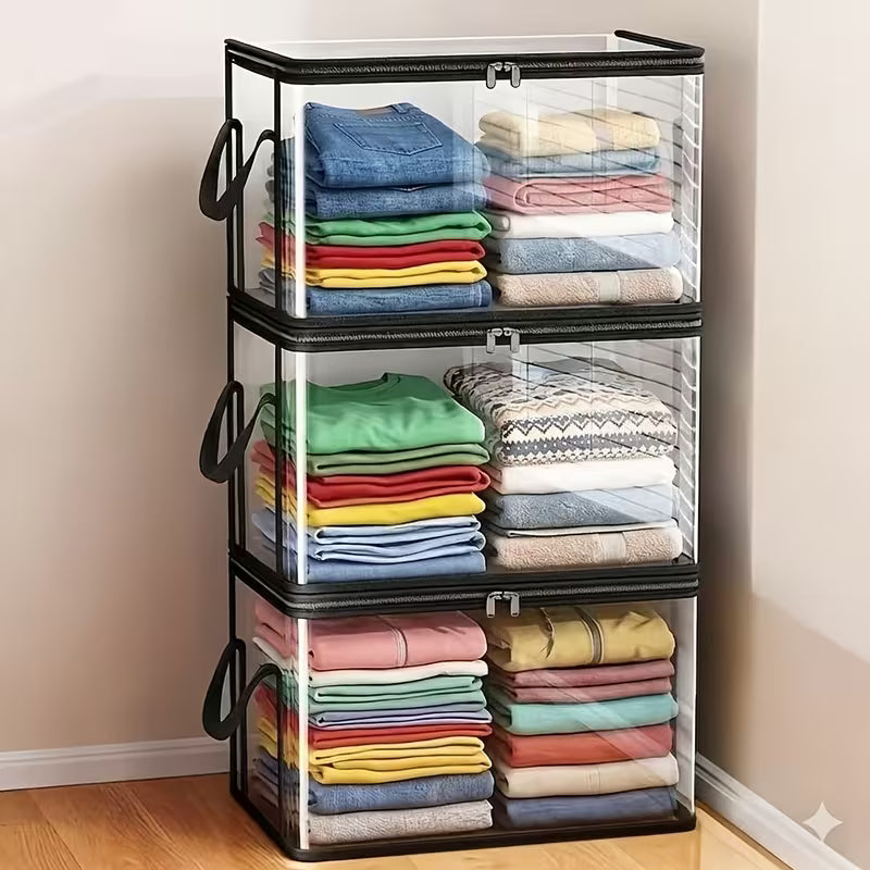🔥Hot Sale 50% 0FF🔥Clear Flip-Top Storage Box | Space Saving Organizer for Books, Clothes & Home Essentials-EV