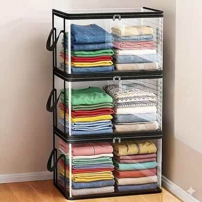 🔥Hot Sale 50% 0FF🔥Clear Flip-Top Storage Box | Space Saving Organizer for Books, Clothes & Home Essentials-EV