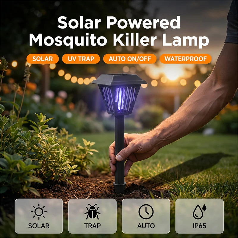 🦟❌Solar-Powered Mosquito Killer Lamp☀️Auto Charges During the Day 💧Durable & Waterproof-EQ